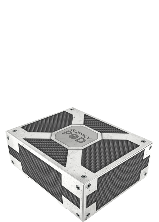 Supply Pod with Arrow Pointing to Included Items